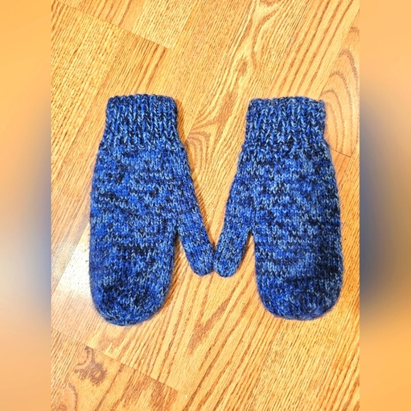 ANDES GIFTS Blue Alpaca Blend Mittens Gloves - Picture 1 of 4